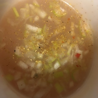 そうめんのゆで汁で、豆板醤スープ